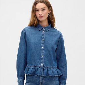 Gap Relaxed Cropped Poplin Peplum Shirt